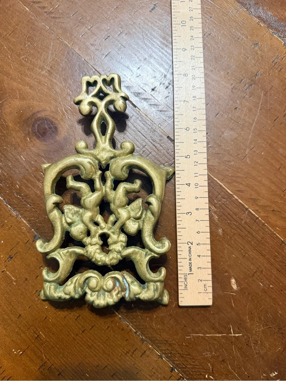 Wilton Vintage Brass Cherub Angel Trivet Footed Metal~ Original Patina